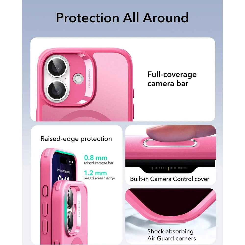 ESR iPhone 17 Classic Hybrid Case with Camera Control Button - MagSafe Compatible - Matte Pink