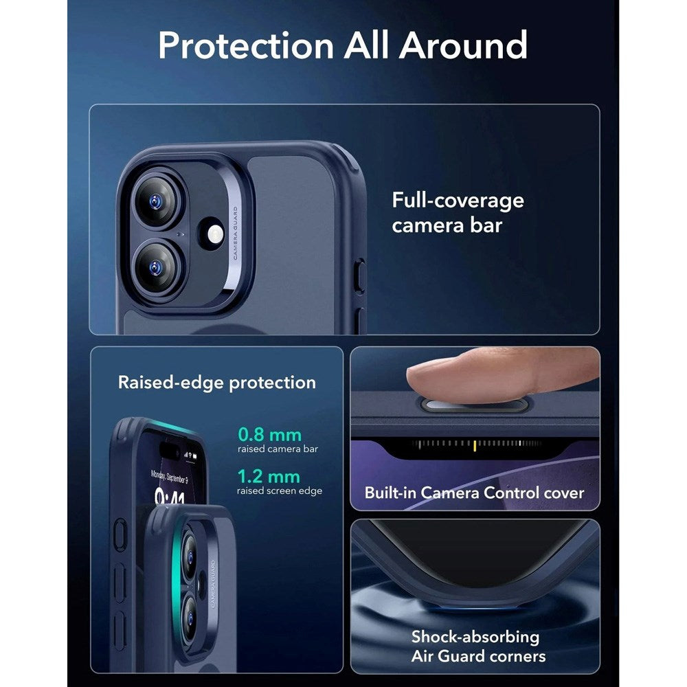 ESR iPhone 17 Classic Hybrid Case with Camera Control Button - MagSafe Compatible - Matte Blue