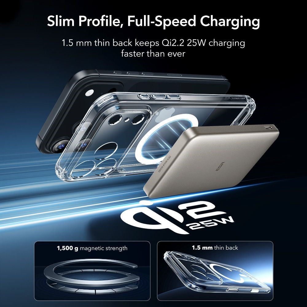 iPhone 17 Pro ESR Classic Hybrid Set with Back Case & Tempered Glass Screen Protector - MagSafe Compatible - Transparent