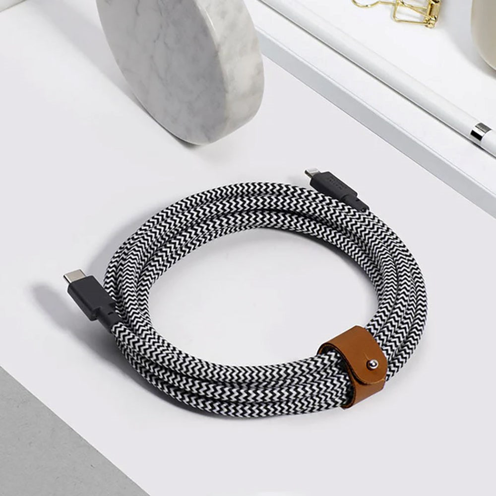 Native Union Night Cable USB-C to Lightning with leather buckle 3 meters. - Rose