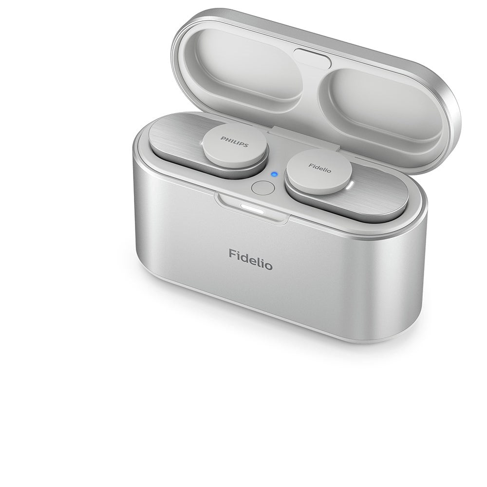 Philips Fidelio T1 True Wireless Headset In-Ear w. Wireless Qi Charging - Grey