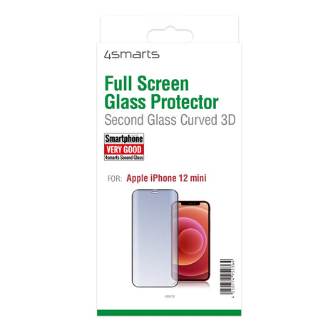 iPhone 12 Mini 4smarts Second Glass Curved Screen Protector - Black