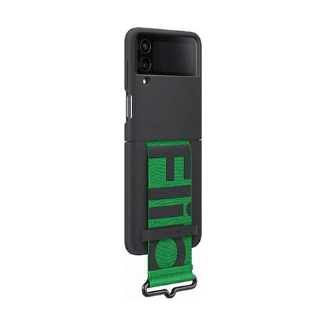 Original Samsung Galaxy Z Flip4 (5G) Silicone Case w. Strap EF-GF721 - Black / Green