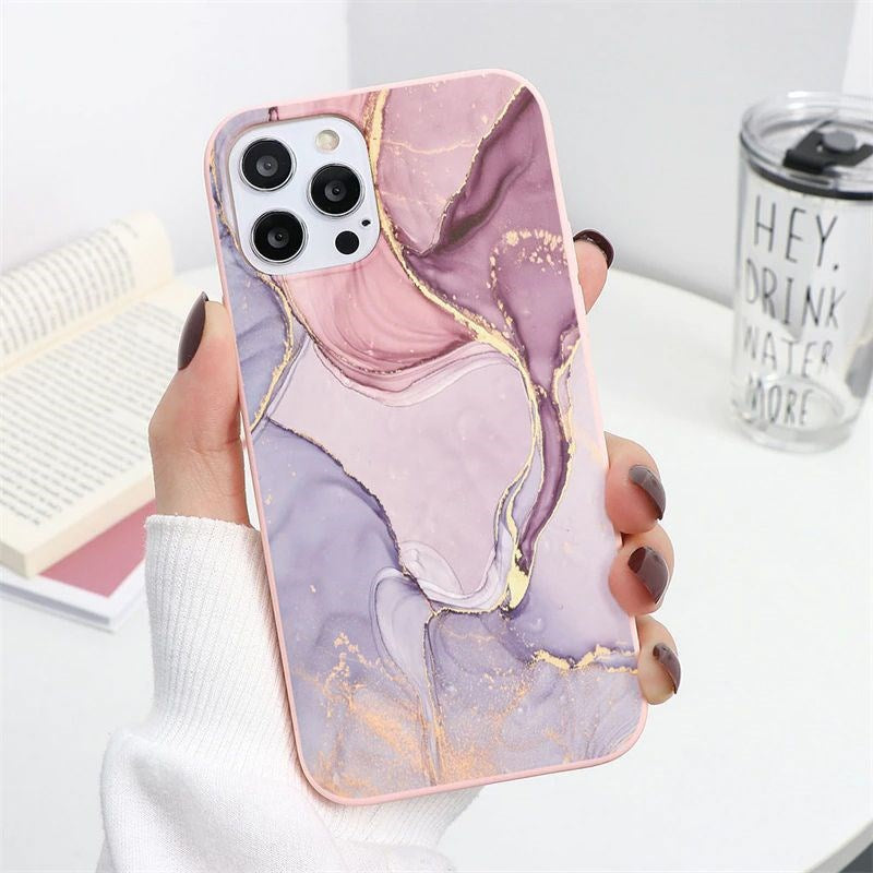 Samsung Galaxy A33 (5G) Tech-Protect Marble Case - Pink / Purple