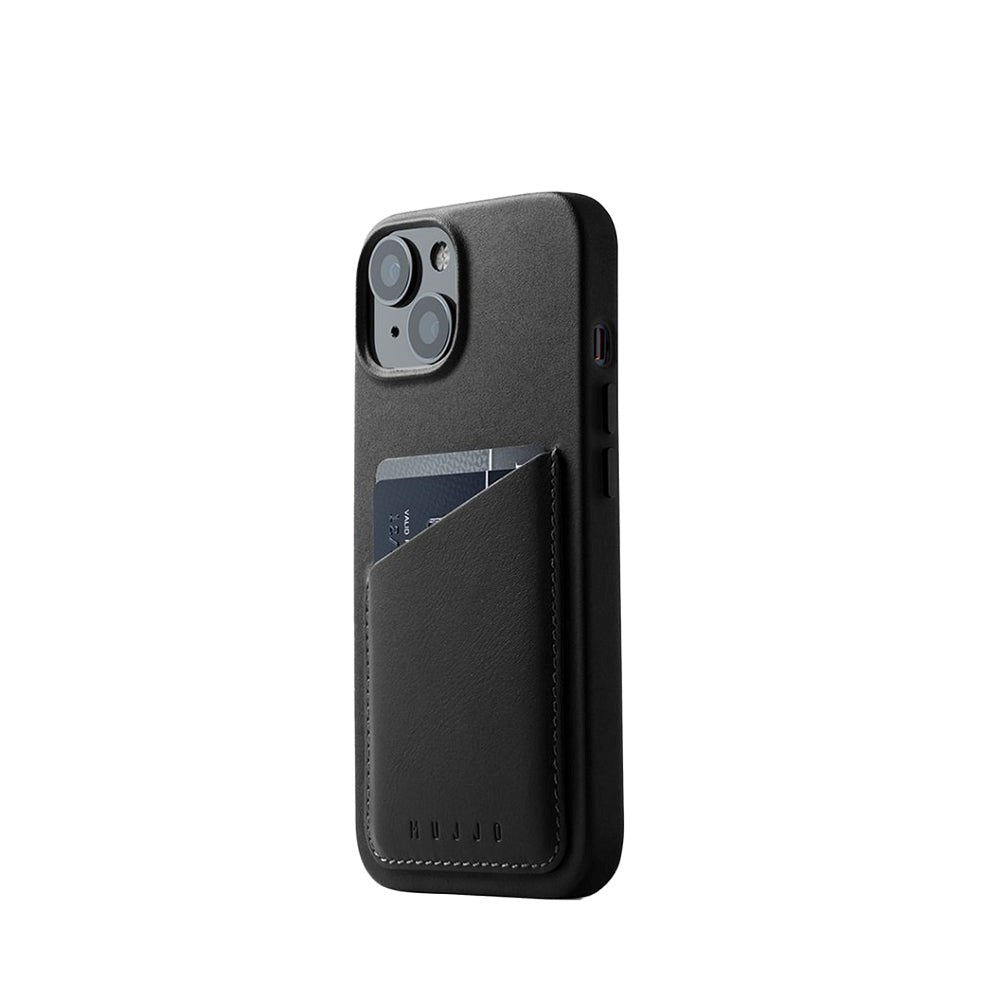 Mujjo iPhone 14 Leather Wallet Case - Black