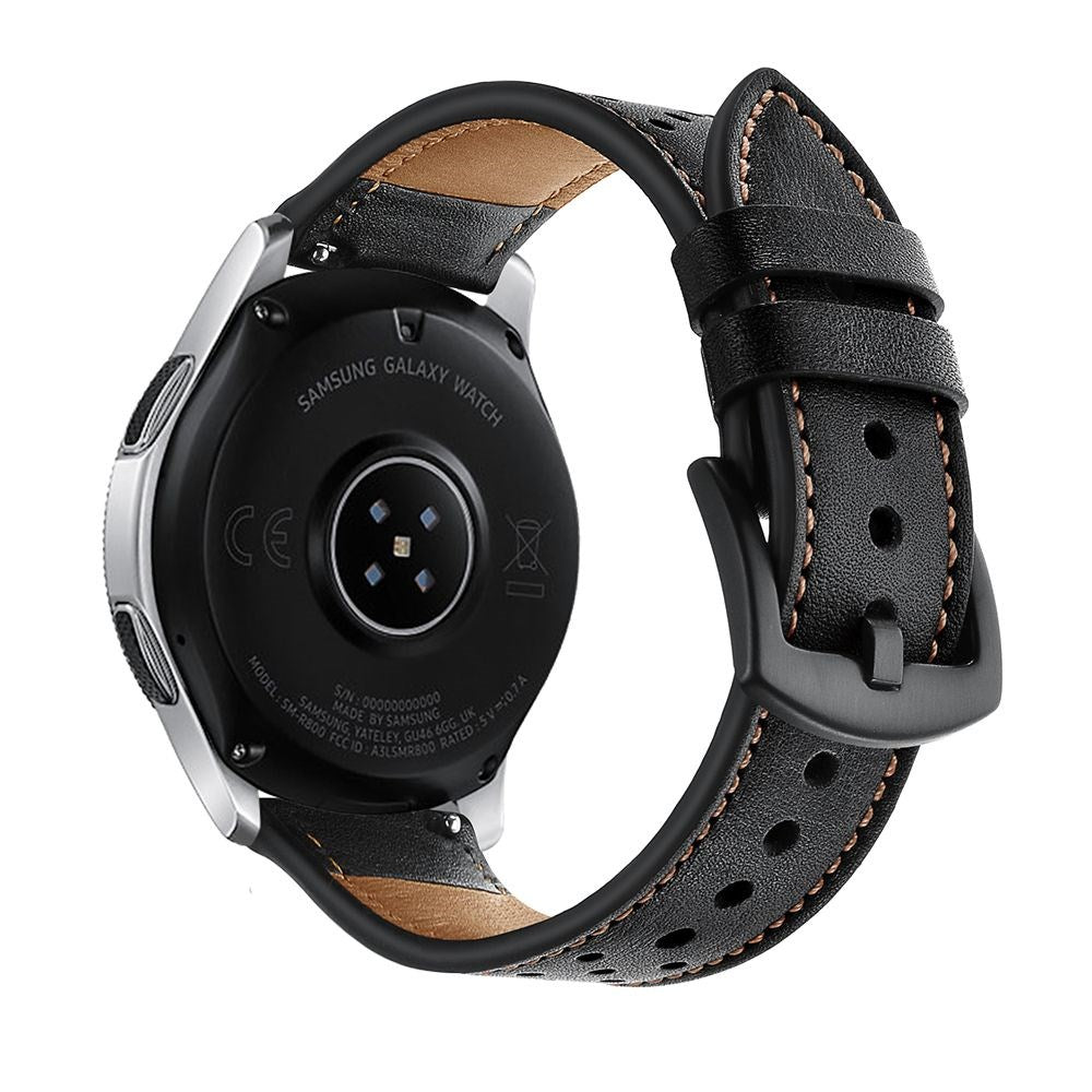 Samsung Galaxy Watch (46mm) Tech-Protect Genuine Leather Watch Strap - Black