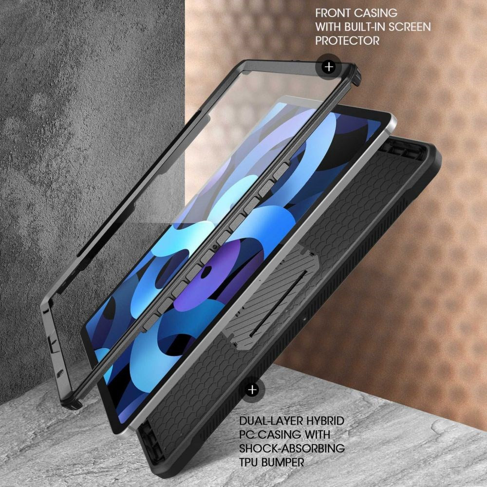 iPad Air 10.9-11" (2024-2020) Tough Case - SupCase Unicorn Beetle Pro Case w. Protective Film & Pencil Holder - Black