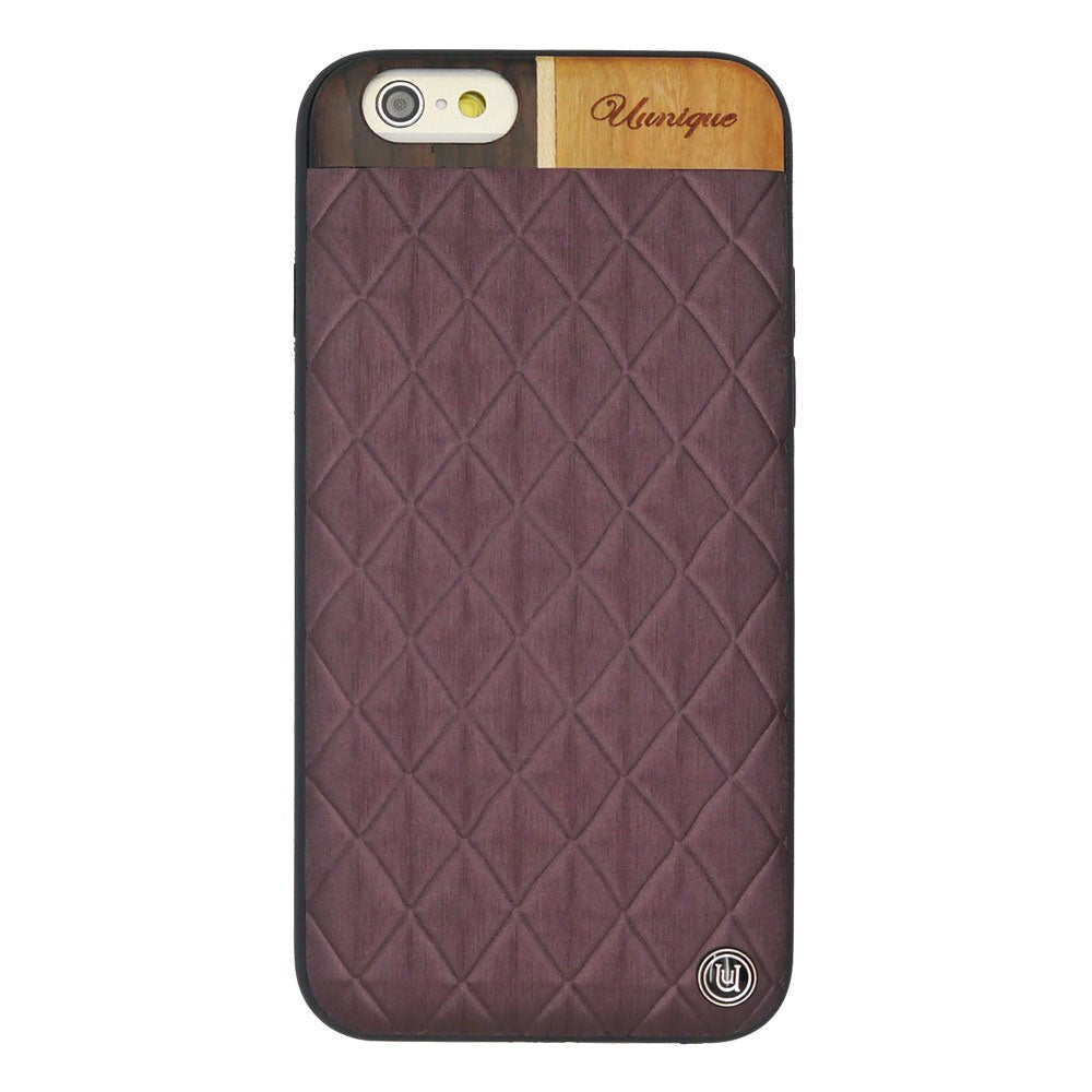 iPhone 6 / 6s Unique Hard Shell - Designer Plastic Backside Case - Embossed Wooden Purple