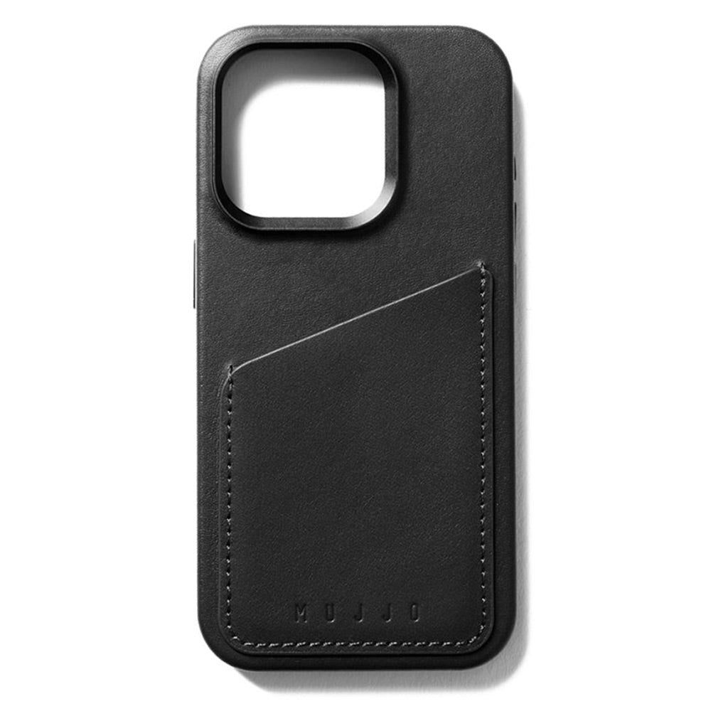 Mujjo iPhone 15 Pro Leather Wallet Case - MagSafe Compatible - Black