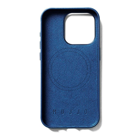 Mujjo iPhone 15 Pro Leather Wallet Case - MagSafe Compatible - Blue