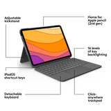 Logitech iPad Air (2022 / 2020) Combo Touch Keyboard (Danish Keyboard with Case) - Gray