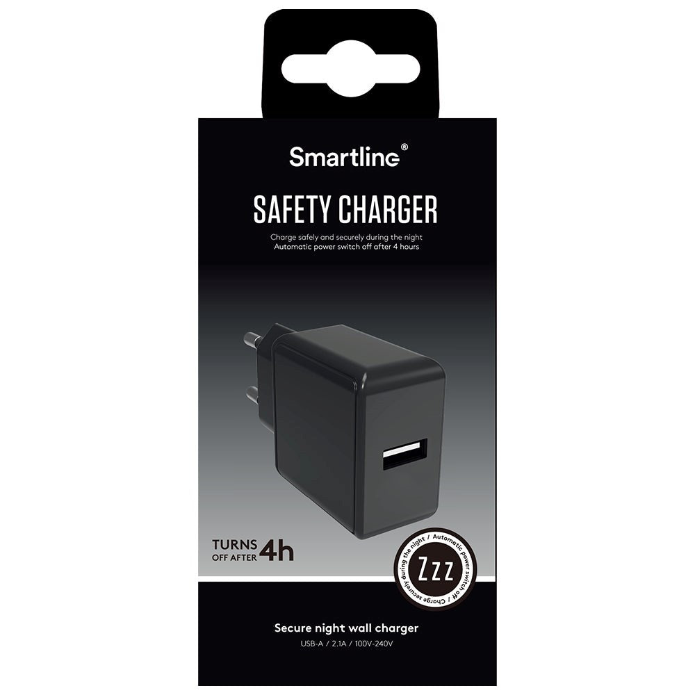 Smartline Safety Charger 10.5W Wall Charger with USB-A - Black