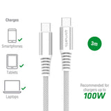 4smarts RapidCord 100W USB-C to USB-C Cable 300 cm. - White