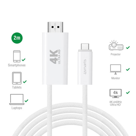 4smarts 100W USB-C to HDMI Cable - 2m - White