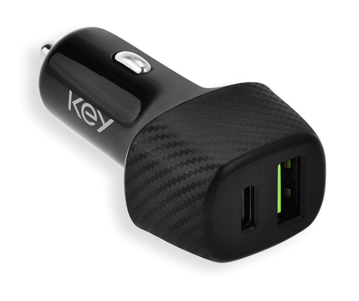 Key Car charger PD USB-A & USB-C 38W - Black