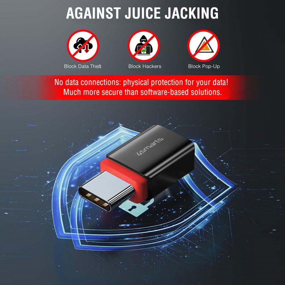 4smarts USB-C to USB-A / USB-C Data Blocker Adapter Set - 2 pcs - Black