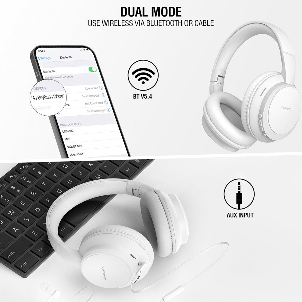 4smarts True Wireless SkyBuds Wave Headphones - Over-Ear - White