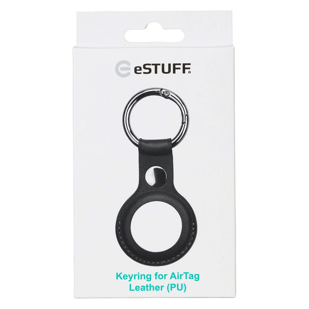 eSTUFF Leather Case for AirTag w. Key Ring - Black