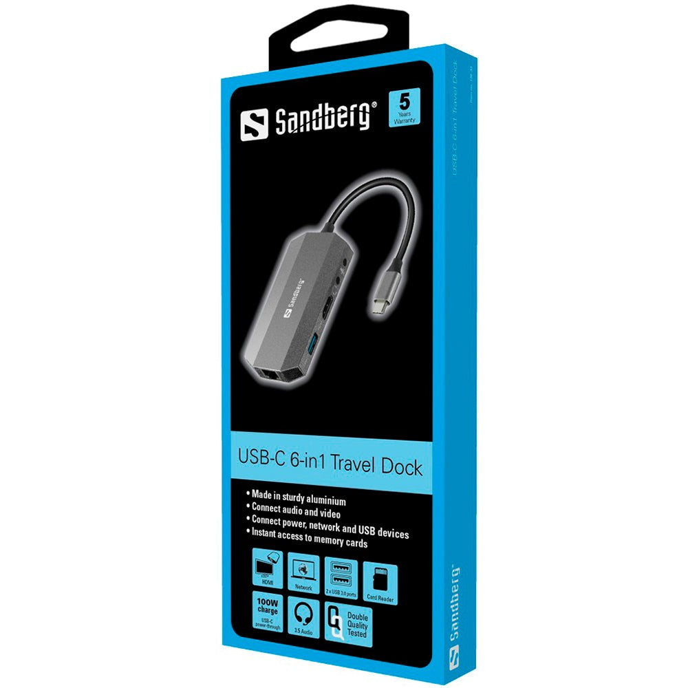 Sandberg USB-C 6-in-1 Multi Adapter - Grey