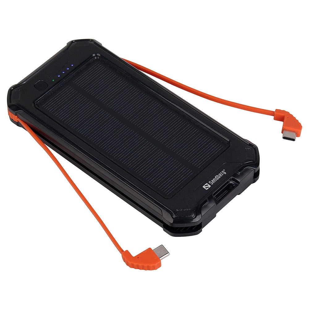 Sandberg 3-in-1 Solar Cell Powerbank USB-A / USB-C / MicroUSB - 10,000 mAh - Black