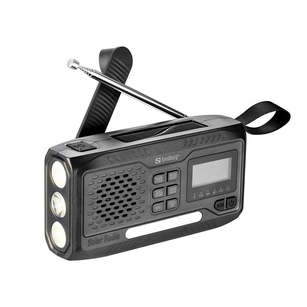Sandberg Active Survivor Emergency Radio with 4500mAh Solar Powerbank & DAB / FM Radio - Black