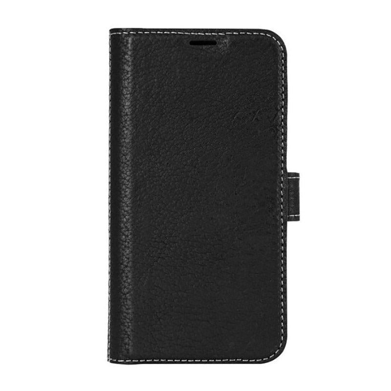 Essentials iPhone 12 / 12 Pro Real Leather Flip Case 2 in 1 with Card Holder - Black