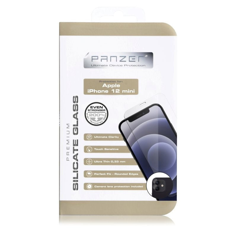 iPhone 12 Mini PANZER Premium Silicate Glass Full-Fit w. Camera Protection