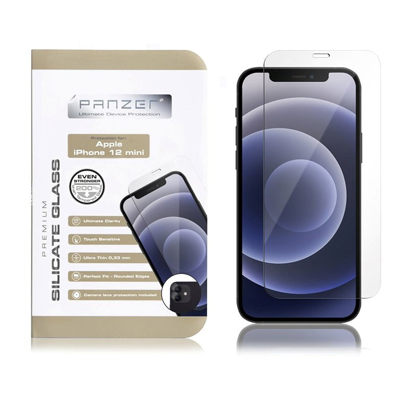 iPhone 12 Mini PANZER Premium Silicate Glass Full-Fit w. Camera Protection