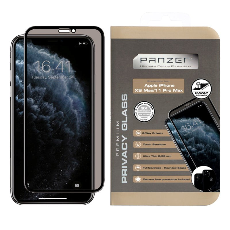 iPhone 11 Pro Max / Xs Max PANZER Premium Privacy Glass - Black Frame