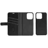 Essentials iPhone 13 Mini Real Leather Flip Case 2 in 1 with Card Holder - Black