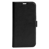 Essentials iPhone 13 Pro Real Leather Flip Case 2 in 1 with Card Holder - Black