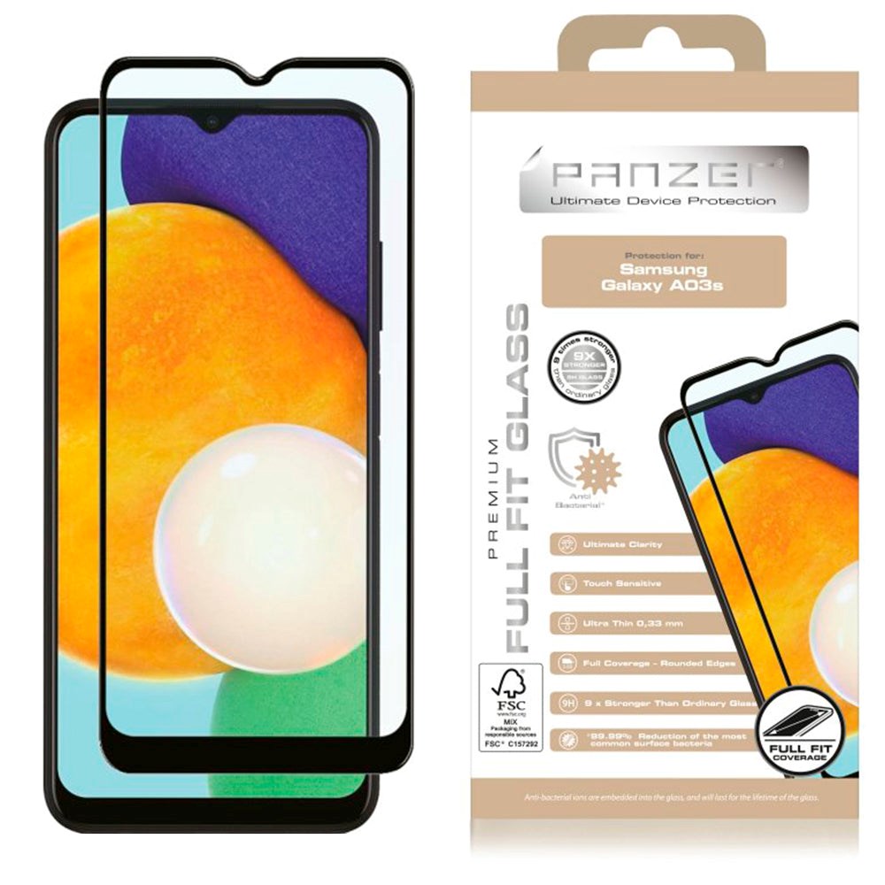 Samsung Galaxy A03s PANZER Premium Full Fit - Screen Protection - Black Frame