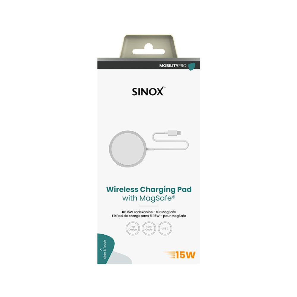 Sinox Pro Magnetic Wireless Charger 15W - MagSafe Compatible - Silver