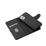 Trunk iPhone 12 Mini Genuine Leather Flip Case with Removable Back Case - Black