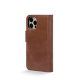 Trunk iPhone 12 Mini Genuine Leather Flip Case with Removable Back Case - Brown
