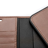 Trunk iPhone 12 Mini Genuine Leather Flip Case with Removable Back Case - Brown