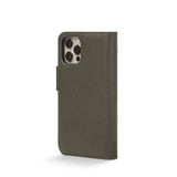 Trunk iPhone 12 Mini Genuine Leather Flip Case with Removable Back Case - Green