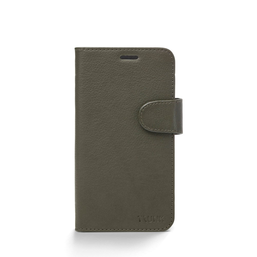 Trunk iPhone 12 Mini Genuine Leather Flip Case with Removable Back Case - Green