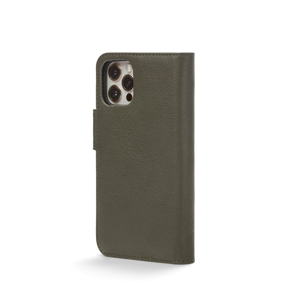 Trunk iPhone 12 / 12 Pro Genuine Leather Flip Case with Removable Back Case - Green