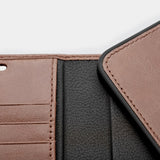 Trunk iPhone 13 Genuine Leather Flip Case with Removable Back Case - Brown