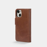 Trunk iPhone 13 Genuine Leather Flip Case with Removable Back Case - Brown