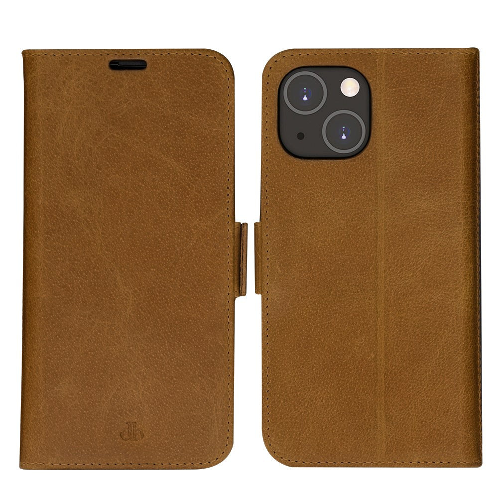 iPhone 14 dbramante1928 Copenhagen Genuine Leather Magnet Flip Case - Tan