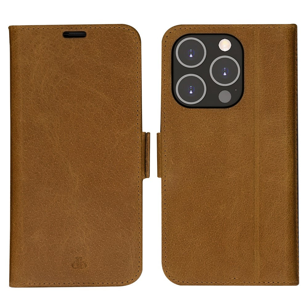 iPhone 14 Pro dbramante1928 Copenhagen Genuine Leather Magnet Flip Case - Tan