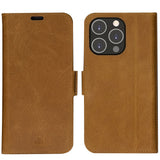 iPhone 14 Pro Max dbramante1928 Copenhagen Genuine Leather Magnet Flip Case - Tan