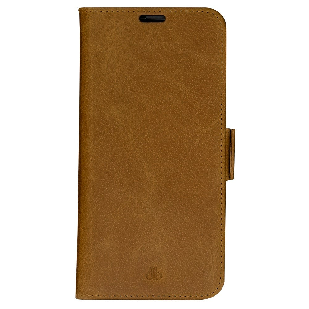 iPhone 14 Pro Max dbramante1928 Copenhagen Genuine Leather Magnet Flip Case - Tan