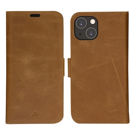 iPhone 14 dbramante1928 Lynge Genuine Leather Magnet Flip Case - Tan