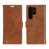 Samsung Galaxy S23 Ultra Lynge Genuine Leather Magnet Flip Case - Tan