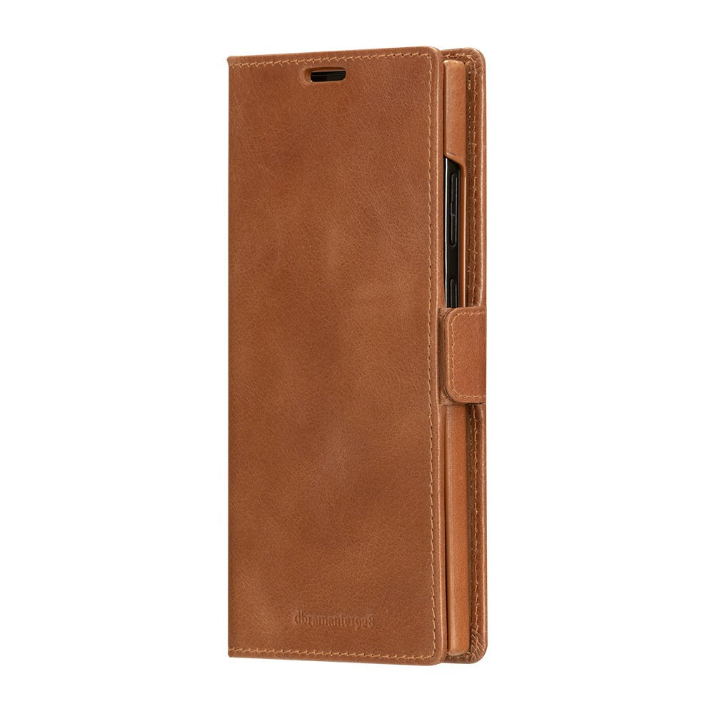 Samsung Galaxy S23 Ultra Lynge Genuine Leather Magnet Flip Case - Tan