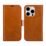 iPhone 15 Pro Max dbramante1928 Lynge Genuine Leather Magnet Flip Case - Tan