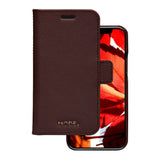 iPhone 12 Mini dbramante1928 New York 2-in-1 Genuine Leather Flip Case - Dark Chocolate